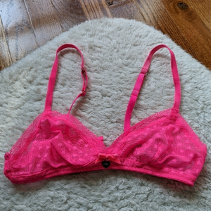 Juicy COUTURE hot pink mesh lace hearts bra small xs